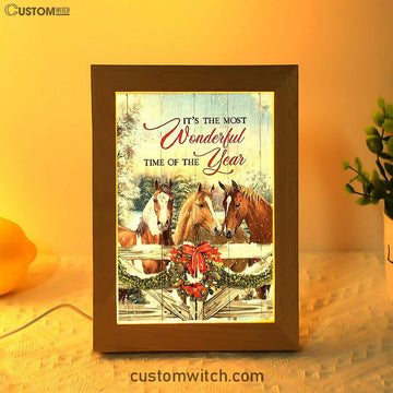 Horse Farm It's The Most Wonderful Time Of The Year Frame Lamp Art - Christian Frame Lamp - Gift For Horse Lover