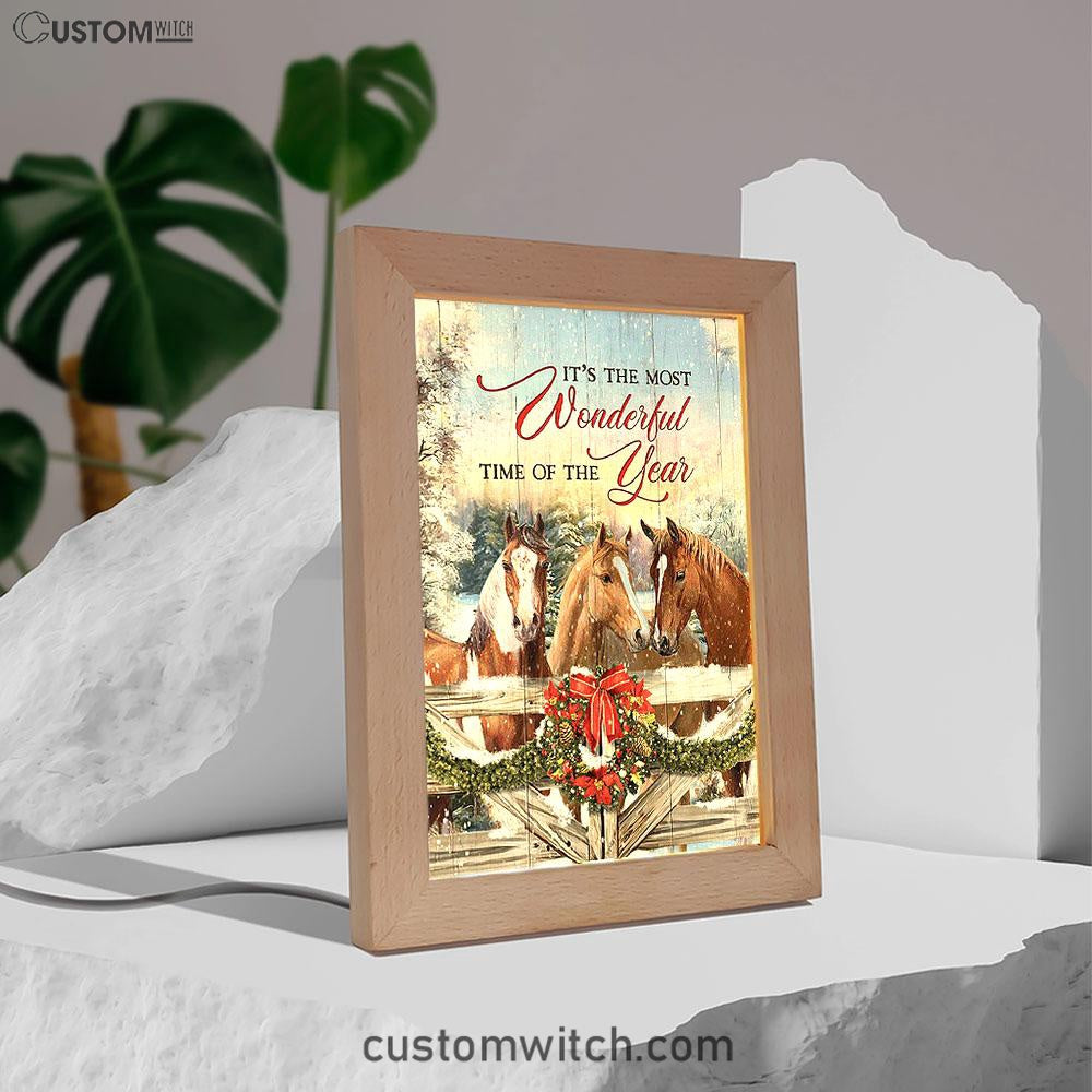 Horse Farm It's The Most Wonderful Time Of The Year Frame Lamp Art - Christian Frame Lamp - Gift For Horse Lover