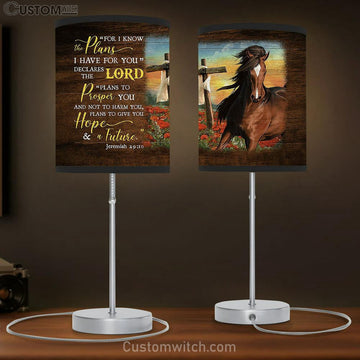 Horse Flower Field Wooden Cross For I Know The Plans I Have For You Lamp Gift Table Lamp - Christian Bedroom Decor - Gifts For Horse Lovers
