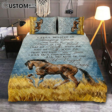 Horse I Still Believe In Amazing Grace Quilt Bedding Set Bedroom - Bible Verse Quilt Bedding Set Art - Christian Home Decor