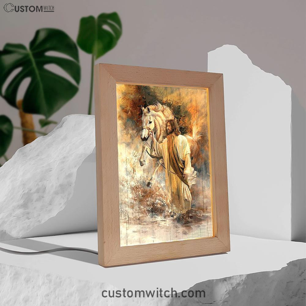 Horse Jesus Christ Painting Frame Lamp Art - Christian Art - Bible Verse Art - Religious Home Decor