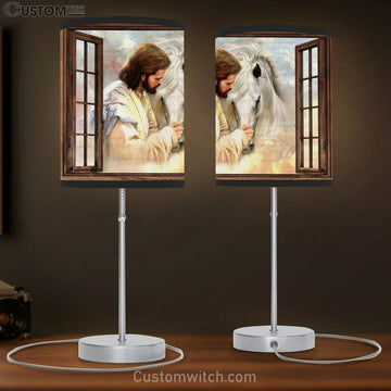 Horse Painting, Jesus Drawing, Window Frame, In Beautiful Heaven Table Lamp