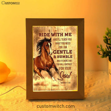 Horse Ride With Me Frame Lamp Art - Christian Night Light - Bible Verse Wooden Lamp