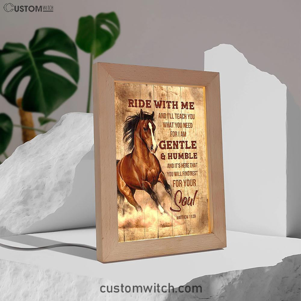 Horse Ride With Me Frame Lamp Art - Christian Night Light - Bible Verse Wooden Lamp