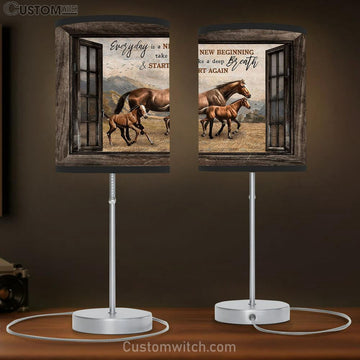 Horse Running In Grassland Every Is A New Beginning Table Lamp Prints - Religious Table Lamp Art - Christian Home Decor
