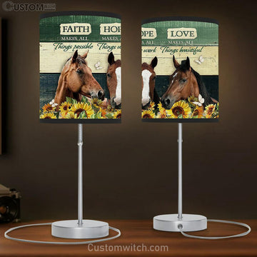 Horse Sunflower Fence Faith Makes All Things Possible Lamp Gift Table Lamp - Christian Bedroom Decor - Gifts For Horse Lovers