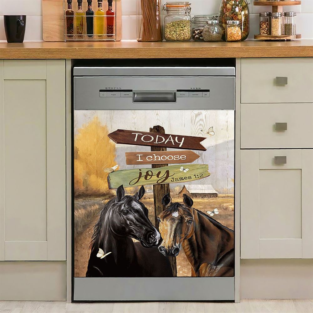Horse Today I Choose Joy Dishwasher Cover, Christian Dishwasher Stickers, Bible Verse Kitchen Decor