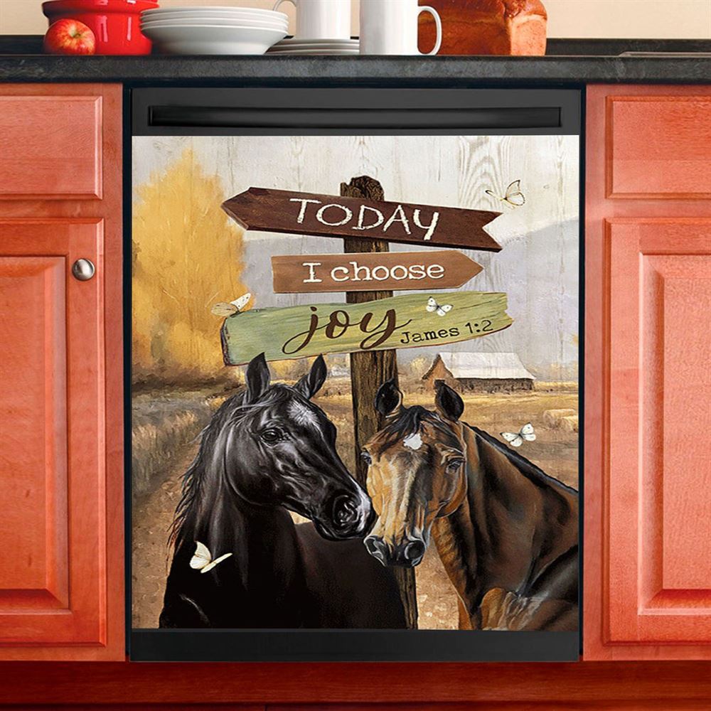 Horse Today I Choose Joy Dishwasher Cover, Christian Dishwasher Stickers, Bible Verse Kitchen Decor
