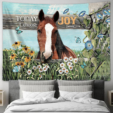 Horse Today I Choose Joy Wall Art Tapestry - Christian Wall Decor - Gifts For Horse Lovers