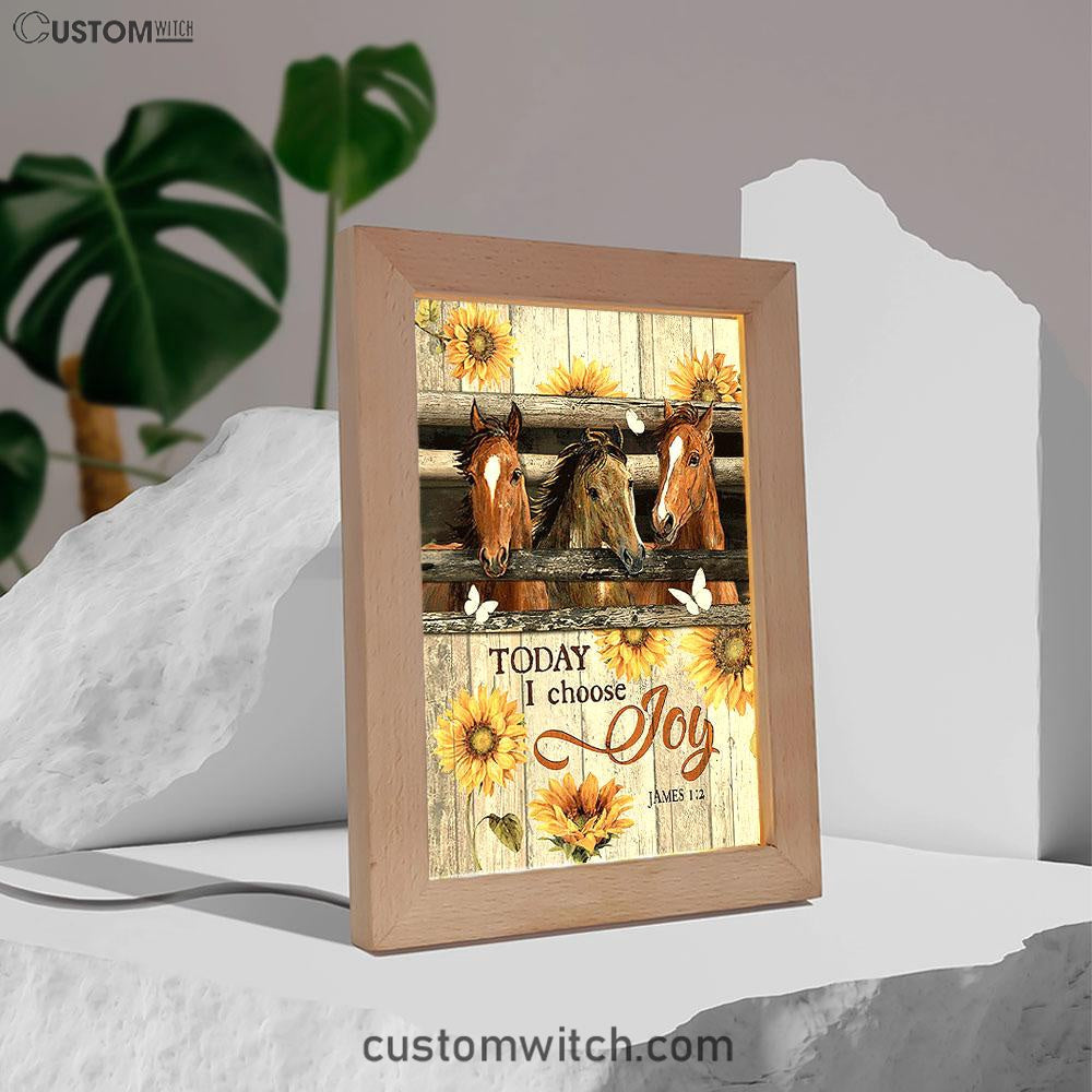 Horse Vintage Sunflower Today I Choose Joy Home Decor Frame Lamp Art - Christian Frame Lamp - Gift For Horse Lover