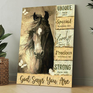 Horse Yellow Background God Says You Are Canvas, Christmas Gift for Christian
