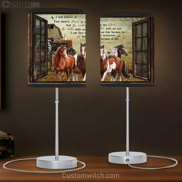 Horses Amazing Grace Table Lamp Prints - Christian Lamp Gift - Religious Home Decor