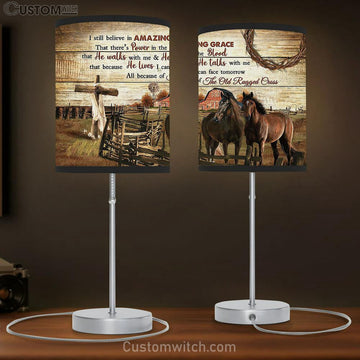 Horses Wooden Fence I Still Believe In Amazing Grace Lamp Gift Table Lamp - Christian Bedroom Decor - Gifts For Horse Lovers