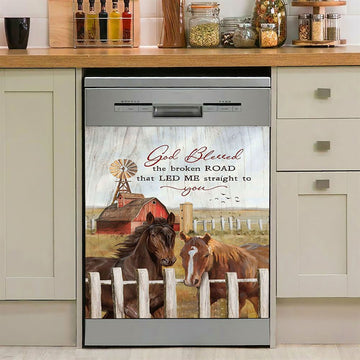 House God Blessed The Broken Road That Led Me Straight To You Dishwasher Cover, Bible Verse Dishwasher Stickers, Christian Inspirational Kitchen Decor