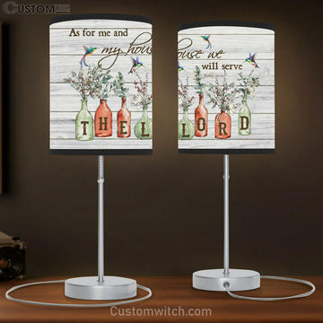 Hummingbird Floral Vases - As For Me And My House Joshua 2415 Bible Verse Table Lamp Gift - Christian Bedroom Decor