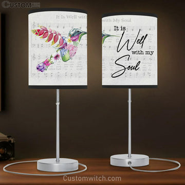 Hummingbird Flower - It Is Well With My Soul Table Lamp Gift - Christian Bedroom Decor