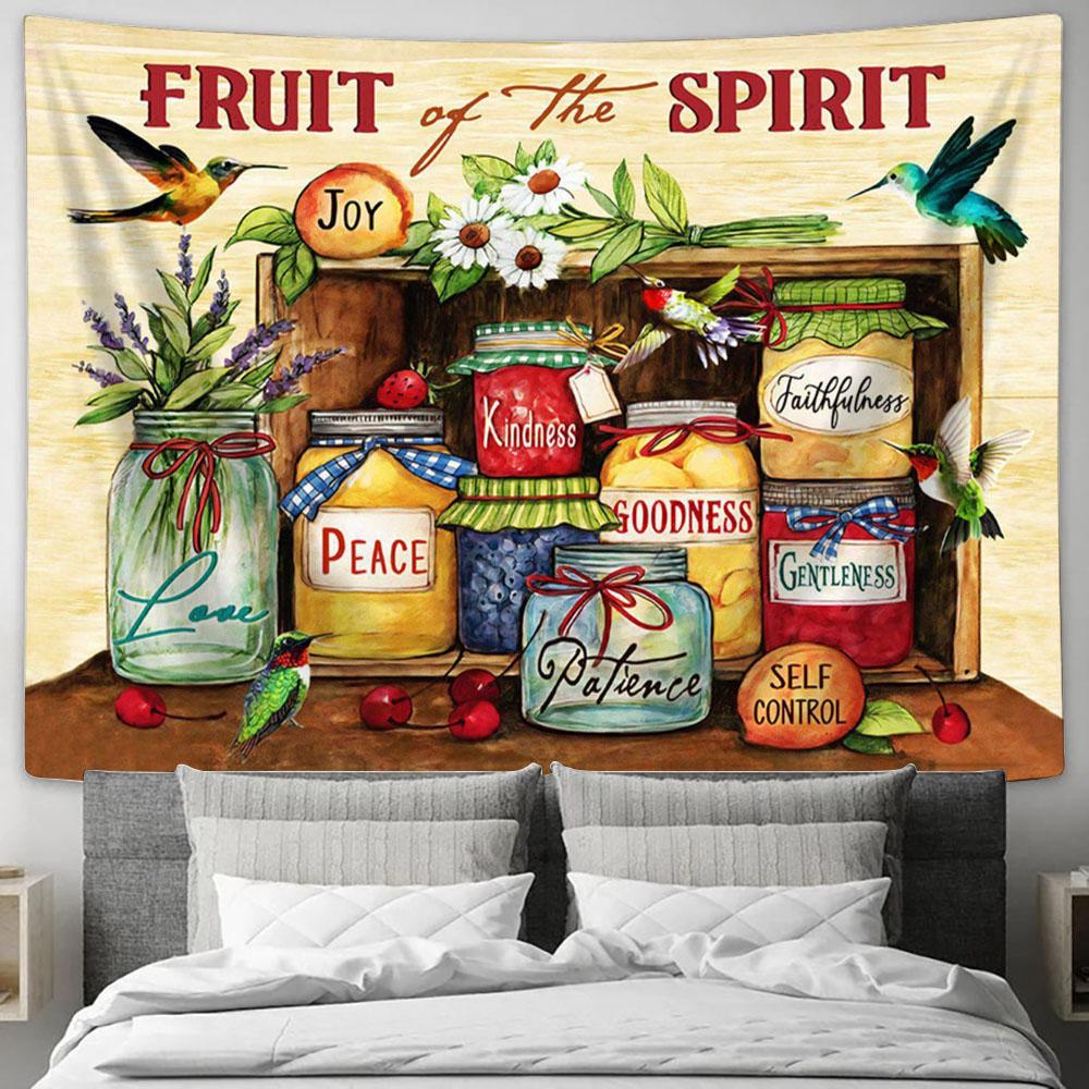 Hummingbird Fruit Of The Spirit Tapestry Wall Art - Bible Verse Wall Art - Christian Home Decor