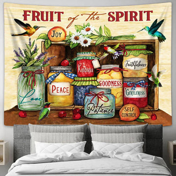 Hummingbird Fruit Of The Spirit Tapestry Wall Art - Bible Verse Wall Art - Christian Home Decor