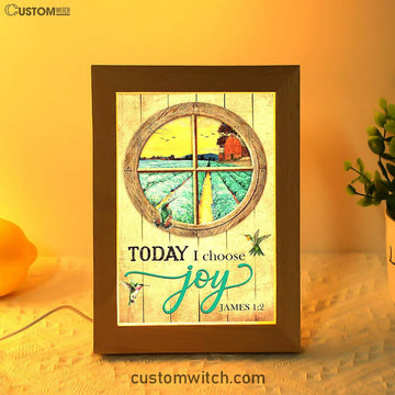 Hummingbird Today I Choose Joy Frame Lamp Art - Bible Verse Wooden Lamp - Inspirational Art - Christian Home Decor