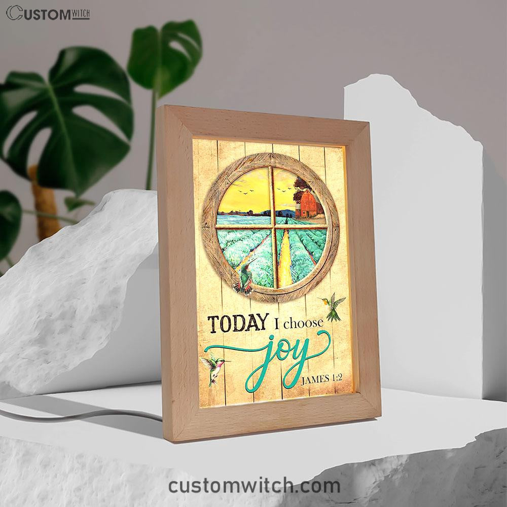 Hummingbird Today I Choose Joy Frame Lamp Art - Bible Verse Wooden Lamp - Inspirational Art - Christian Home Decor