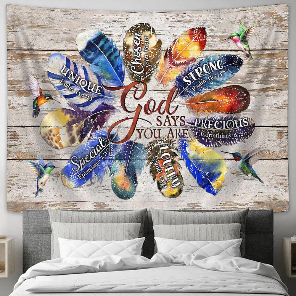 Hummingbirds God Says You Are Chosen Wall Art Tapestry - Christian Wall Art - Religious Art