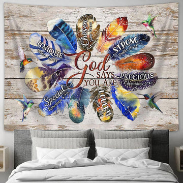 Hummingbirds God Says You Are Chosen Wall Art Tapestry - Christian Wall Art - Religious Art