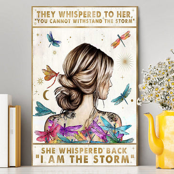 I Am The Storm Canvas Wall Decor - Encouragement Gifts For Women - Rustic Bedroom Living Room Home Office