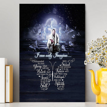 I Can Only Imagine Jesus &amp; Butterflies Canvas Wall Art - Jesus Canvas Pictures - Christian Canvas Wall Art