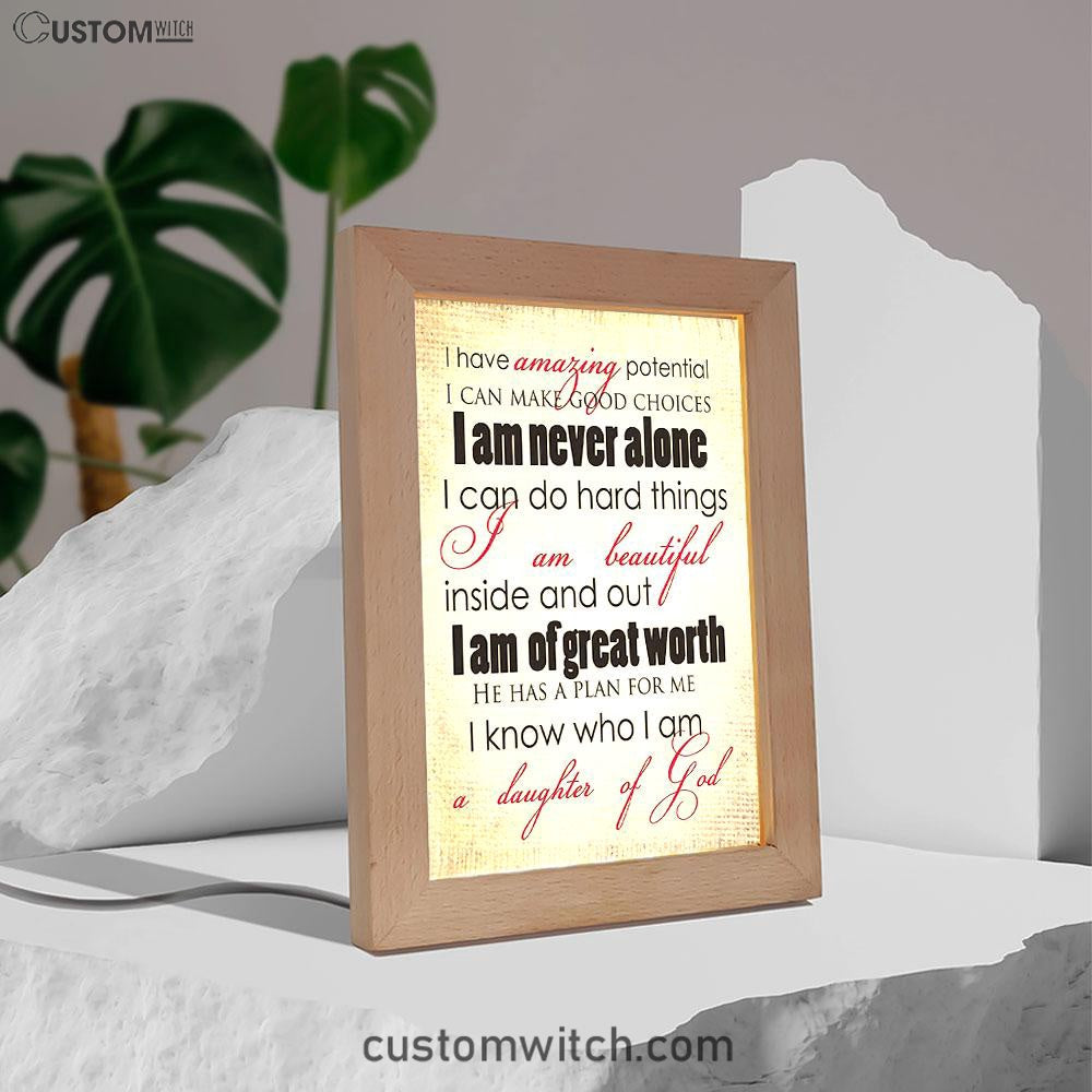 I Am A Daughter Of God Art Frame Lamp Prints - Christian Night Light Decor