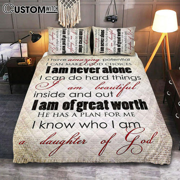 I Am A Daughter Of God Bedroom Quilt Bedding Set Prints - Christian Quilt Bedding Set Bedroom Decor
