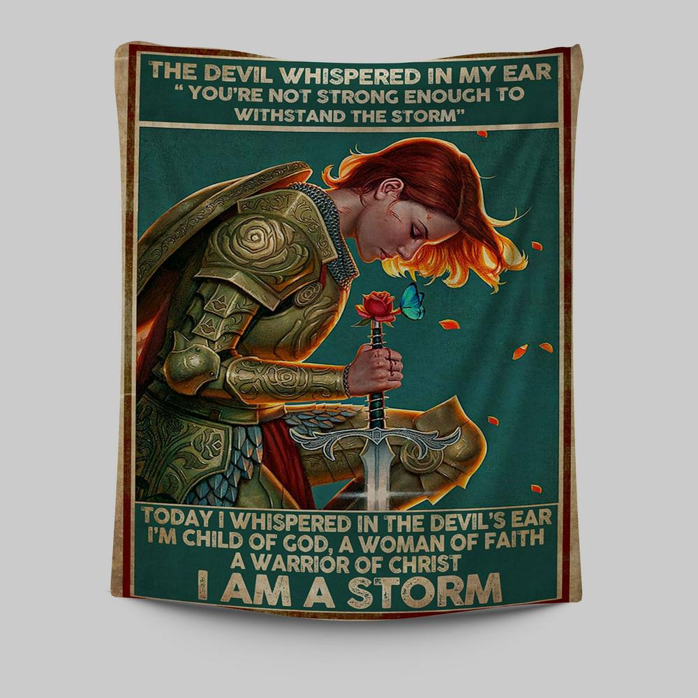 I Am A Storm Women Warrior Tapestry Wall Art - Christian Wall Tapestry - Religious Tapestries Wall Hanging Prints