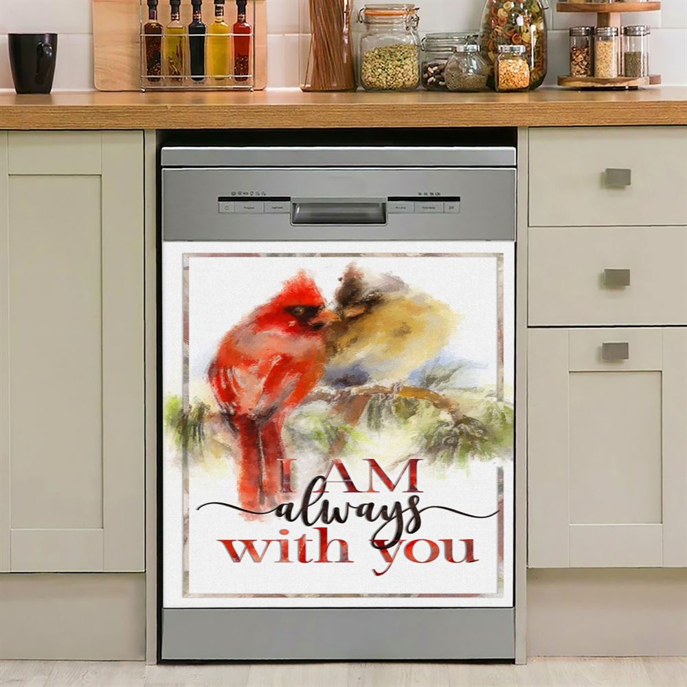 I Am Always With You Cardinal Christian Dishwasher Cover, Bible Verse Dishwasher Stickers, Scripture Kitchen Decor