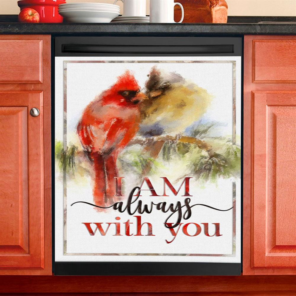 I Am Always With You Cardinal Christian Dishwasher Cover, Bible Verse Dishwasher Stickers, Scripture Kitchen Decor