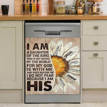I Am Daughter Of The King Dishwasher Cover, Half Of Daisy Flower Dishwasher Stickers, Christian Kitchen Decor