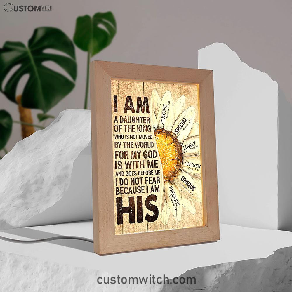 I Am Daughter Of The King Frame Lamp - Half Of Daisy Flower Frame Lamp Art - Christian Art - Bible Verse Art - Religious Home Decor