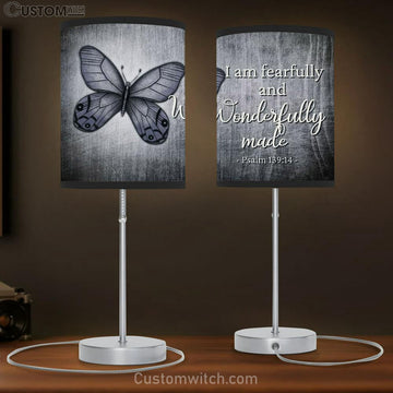 I Am Fearfully And Wonderfully Made Butterfly Table Lamp Prints - Religious Wall Decor - Christian Table Lamp Gift