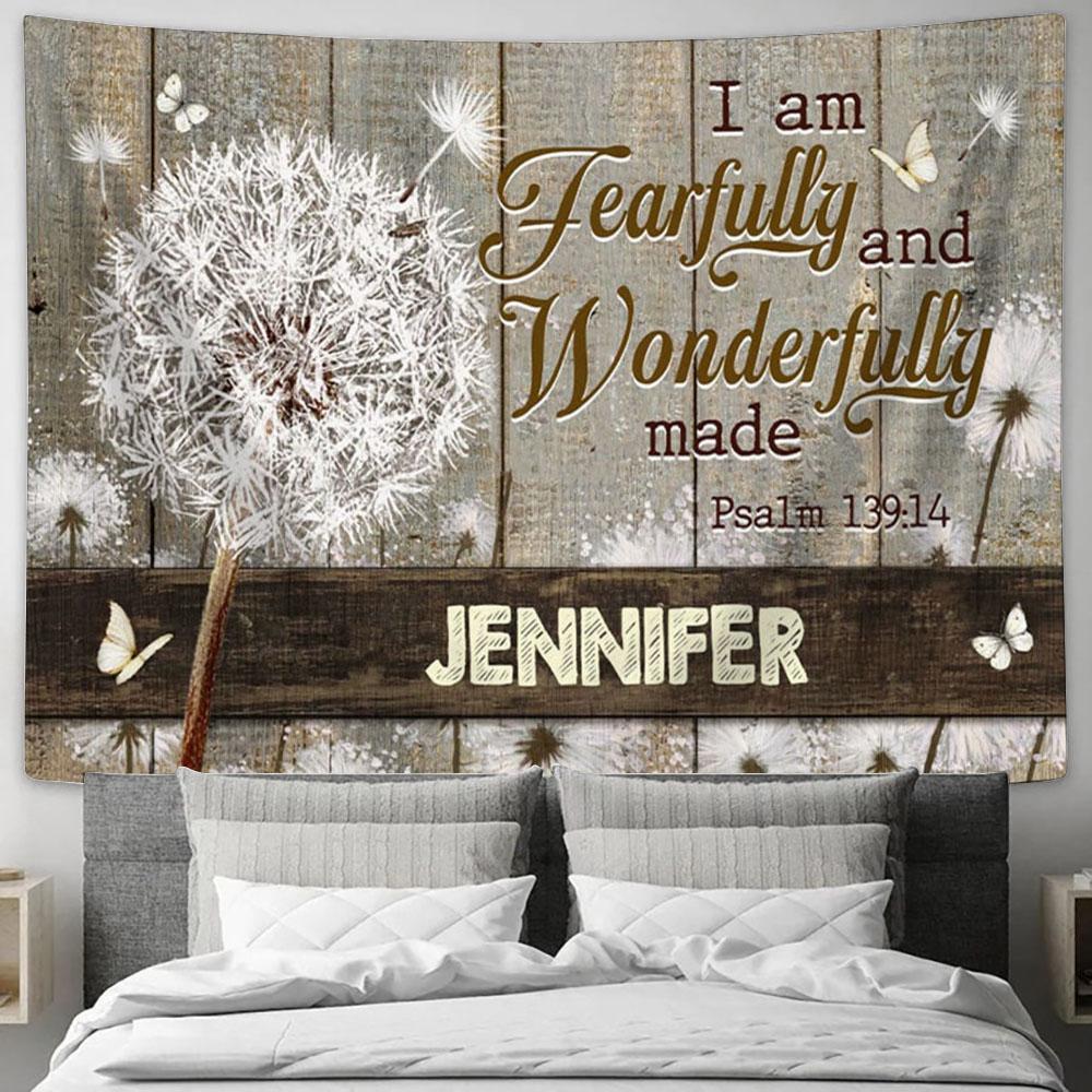 I Am Fearfully And Wonderfully Made Psalm 13914 Personalized Tapestry Prints - Religious Wall Decor - Christian Tapestry Wall Art