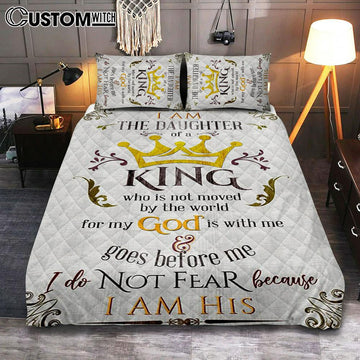 I Am The Daughter Of A King Quilt Bedding Set Bedroom - Christian Quilt Bedding Set Prints - Religious Cover Twin Bedding Decor