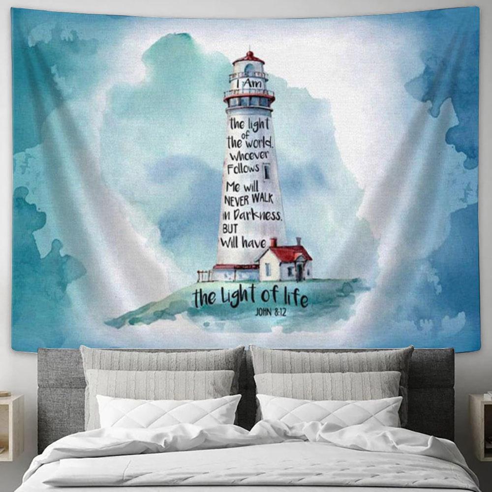 I Am The Light Of The World John 812 Bible Verse Tapestry Wall Art - Christian Wall Decor