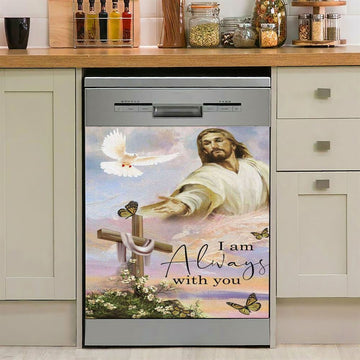 I Am With You Always Matthew 2820 Christian Jesus Christ Reaching Out His Hand Dishwasher Cover, Bible Verse Dishwasher Stickers
