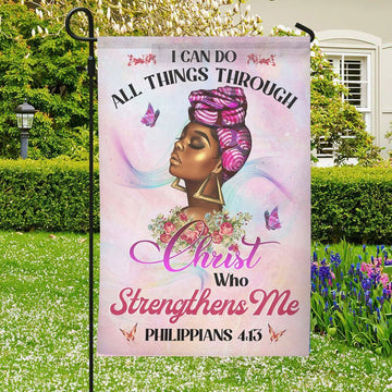 I Can Do All Things Through Christ Flag, Christian&#39;s Flag, Garden Decor, Garden Flag Stand, Christian Flag, Scripture Flag, Garden Banner
