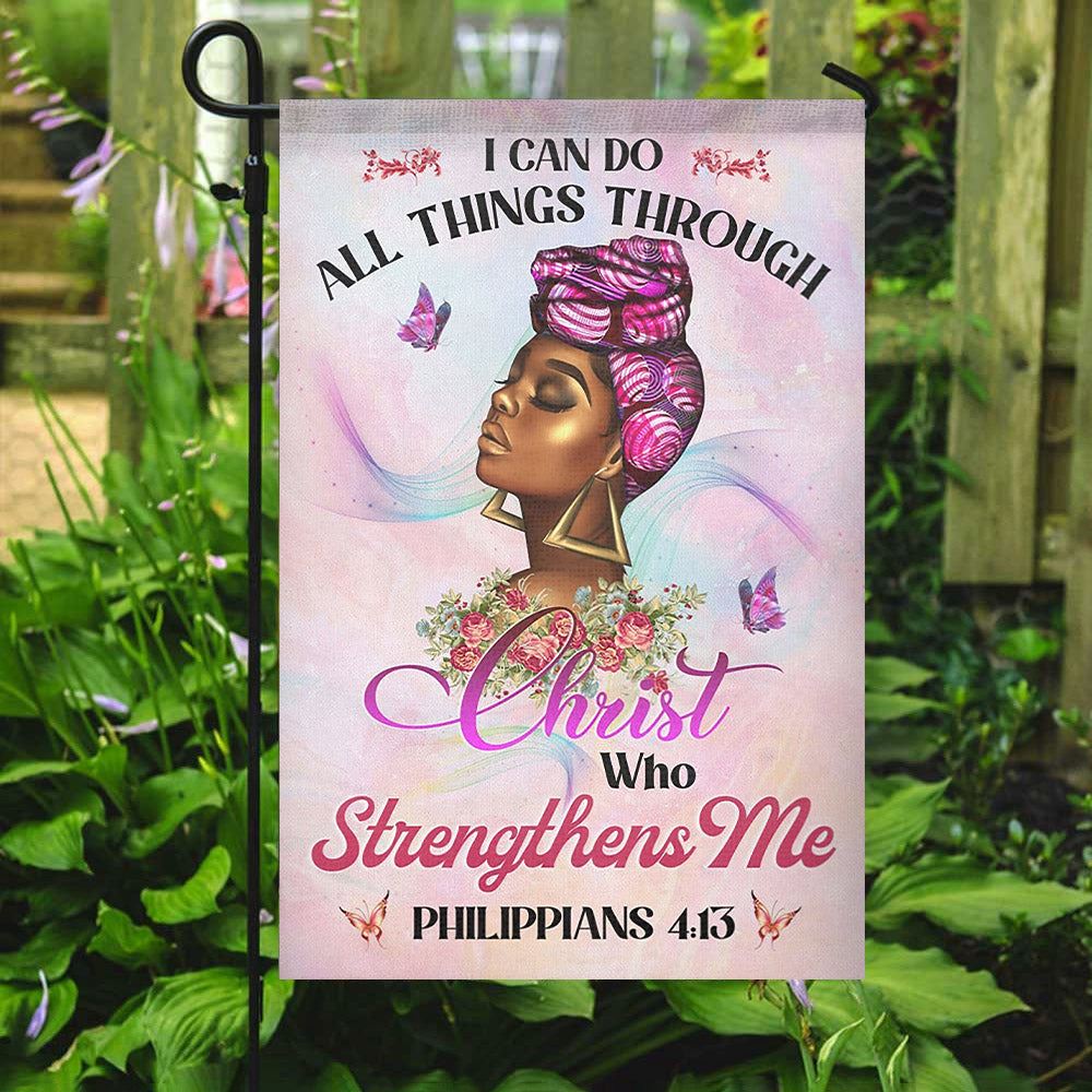 I Can Do All Things Through Christ Flag, Christian&#39;s Flag, Garden Decor, Garden Flag Stand, Christian Flag, Scripture Flag, Garden Banner