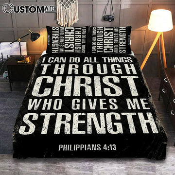 I Can Do All Things Through Christ Philippians 4 13 Quilt Bedding Set Cover Twin Bedding Decor - Christian Quilt Bedding Set Bedroom Decor
