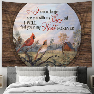 I Can No Longer See You With My Eyes Cardinal Tree Large Tapestry Art - Christian Wall Art Home Decor - Religious Tapestry Prints