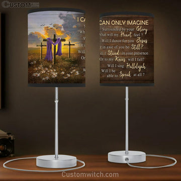 I Can Only Image The Old Rugged Cross Daisy Flower Field Table Lamp Prints - Religious Table Lamp Art - Christian Home Decor