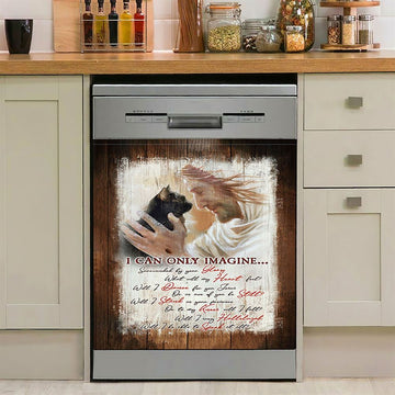 I Can Only Imagine Black Cat Jesus Dishwasher Cover, Take My Hand Dishwasher Stickers, Bible Verse Kitchen Decor