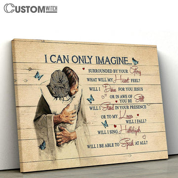 I Can Only Imagine Canvas - Jesus The World In His Arm Blue Butterfly Large Canvas Art - Christian Wall Decor - Religious Wall Decor