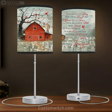 I Can Only Imagine Table Lamp - Red Barn Field Of Dandelion Cardinal Large Table Lamp Art - Christian Bedroom Decor - Religious Wall Decor