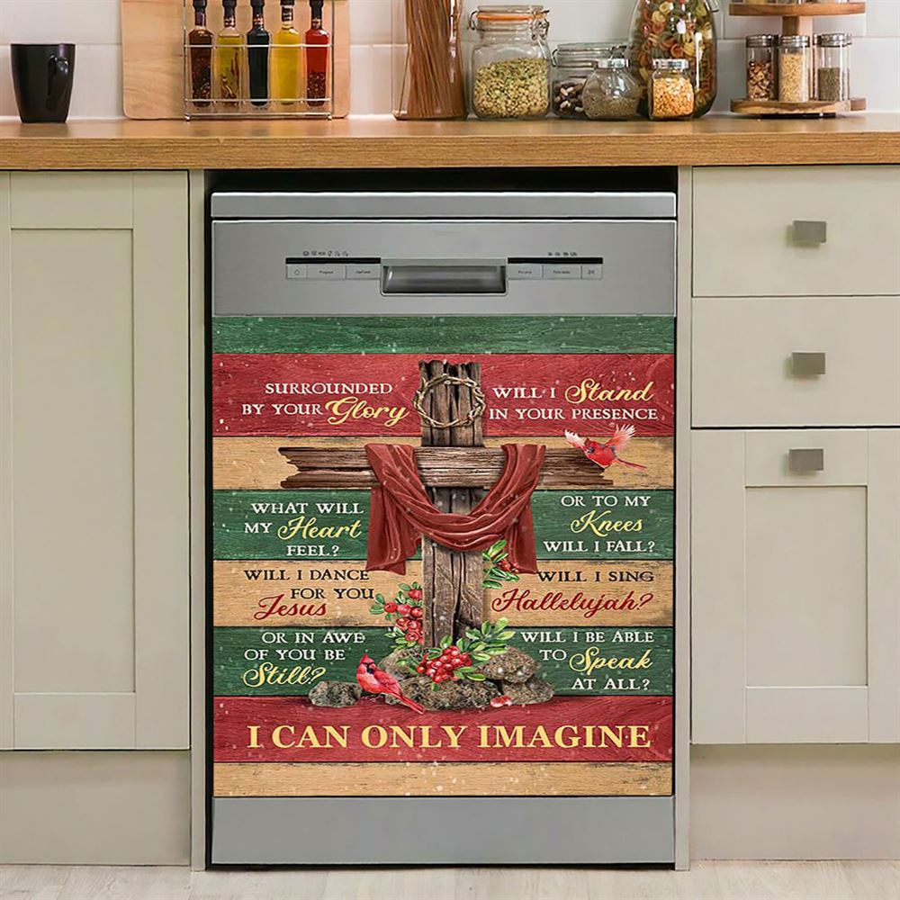 I Can Only Imagine Cross Sunflower Dishwasher Cover, Christian Dishwasher Stickers, Religious Kitchen Decor
