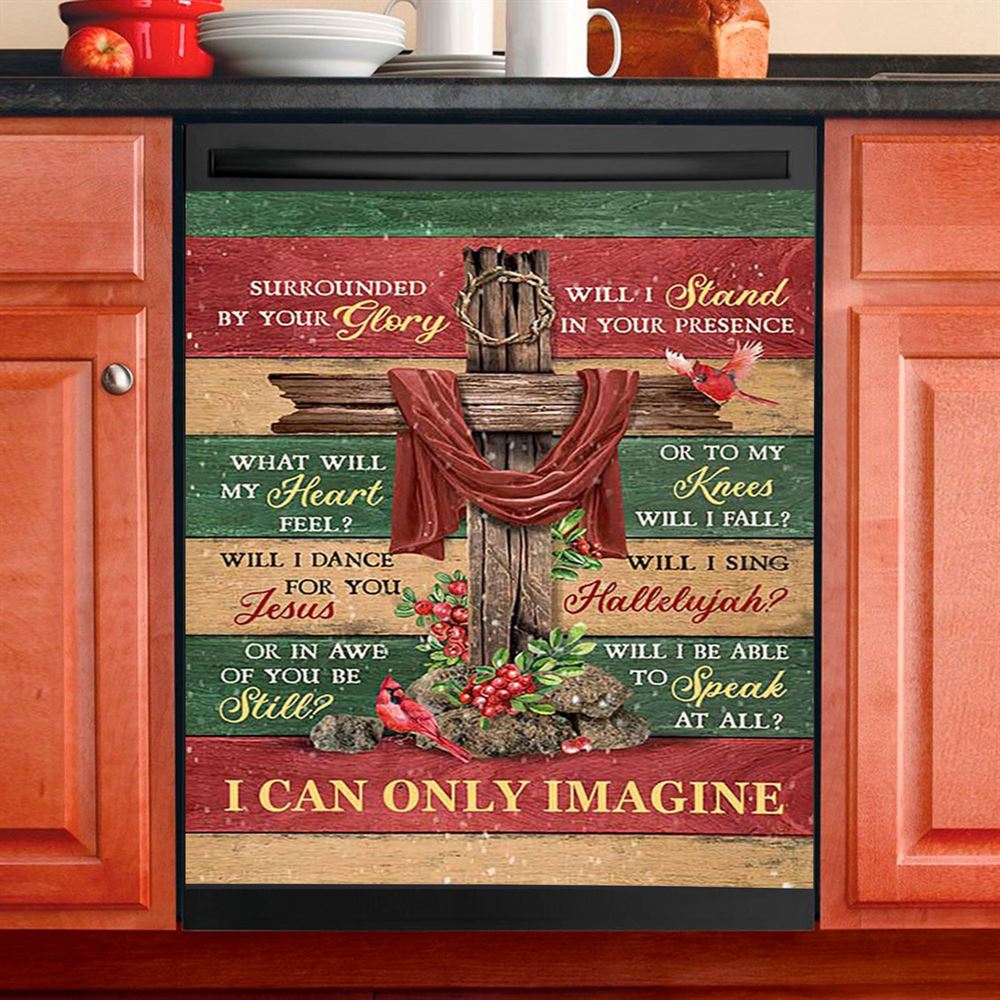 I Can Only Imagine Cross Sunflower Dishwasher Cover, Christian Dishwasher Stickers, Religious Kitchen Decor
